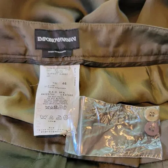 Emporio Armani Women’s Silk Blend Pleated Wide Leg Pants 46 (US 12) Brown Italy - Picture 7 of 11